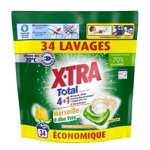 Kapsulas veļas mazgāšanai X-tra AR MARSEĻAS ziepēm UNIVERSĀLAS 34x (Francija)
