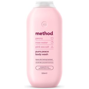 Krēmveida dušas želeja Method Pure Peace (peonija, rožūdens, rozā jūras sāls) 532ml (UK)