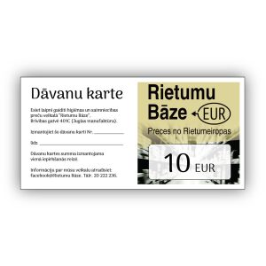 Dāvanu karte 10eur (ar palielināmu vērtību)
