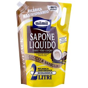 Šķidrās roku ziepes Mil Mil kokoss&vaniļa (UZPILDE) 2L (Itālija)