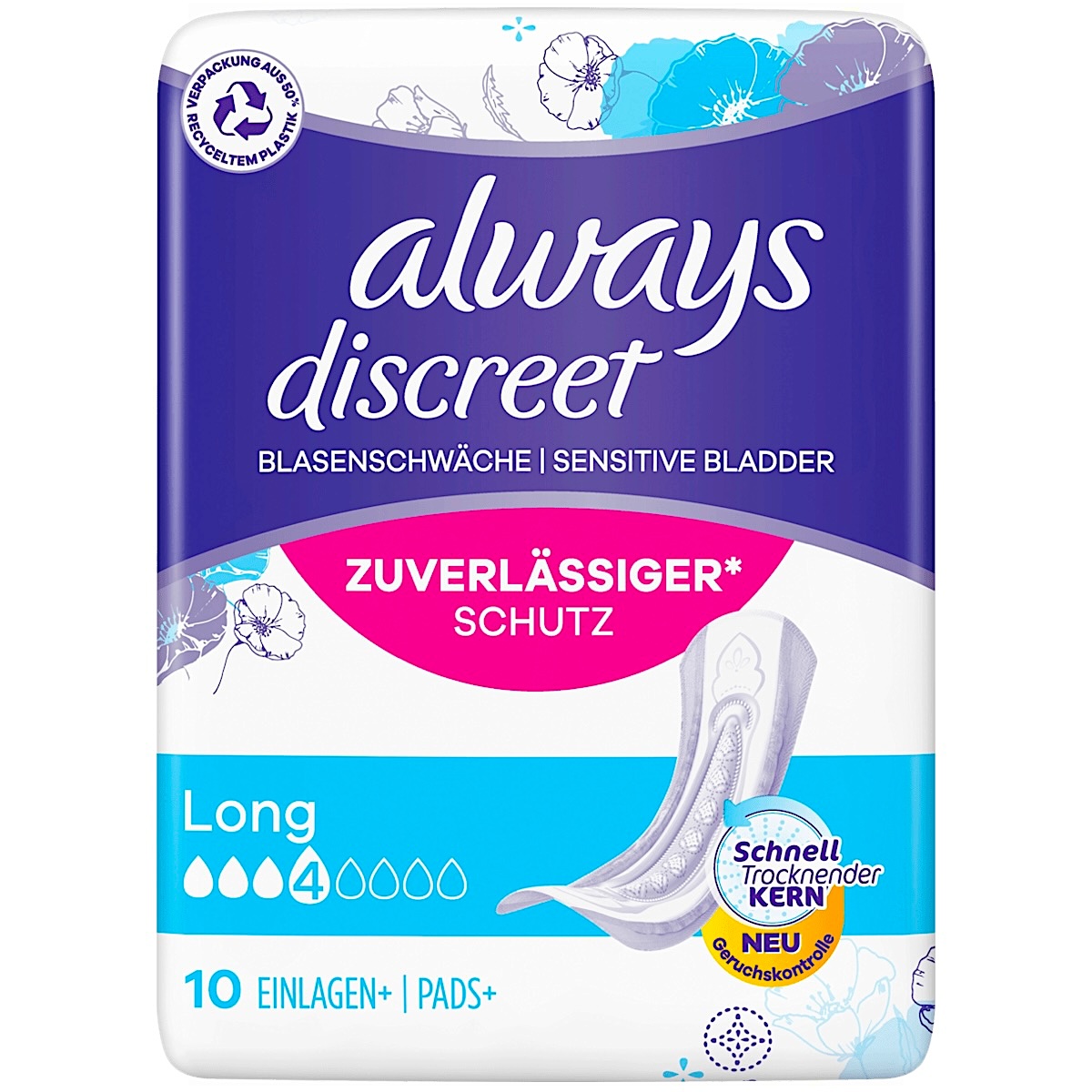Higiēnas paketes Always Discreeet Long (4), 10 gab. (Vācija)