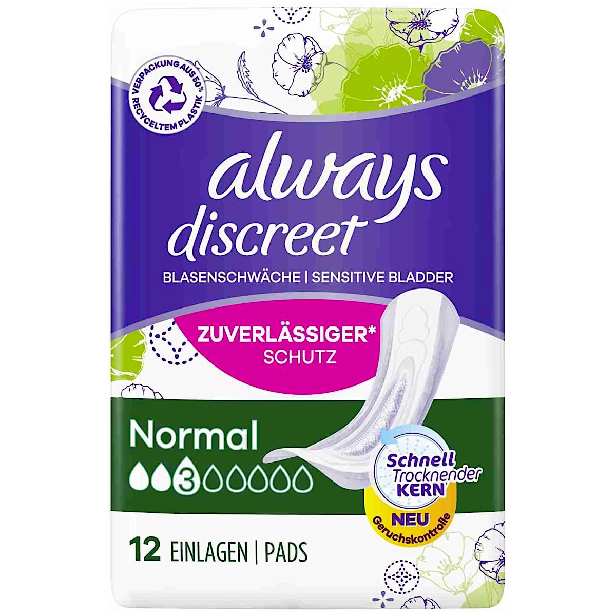 Higiēnas paketes Always Discreet Normal (3), 12 gab. (Vācija)