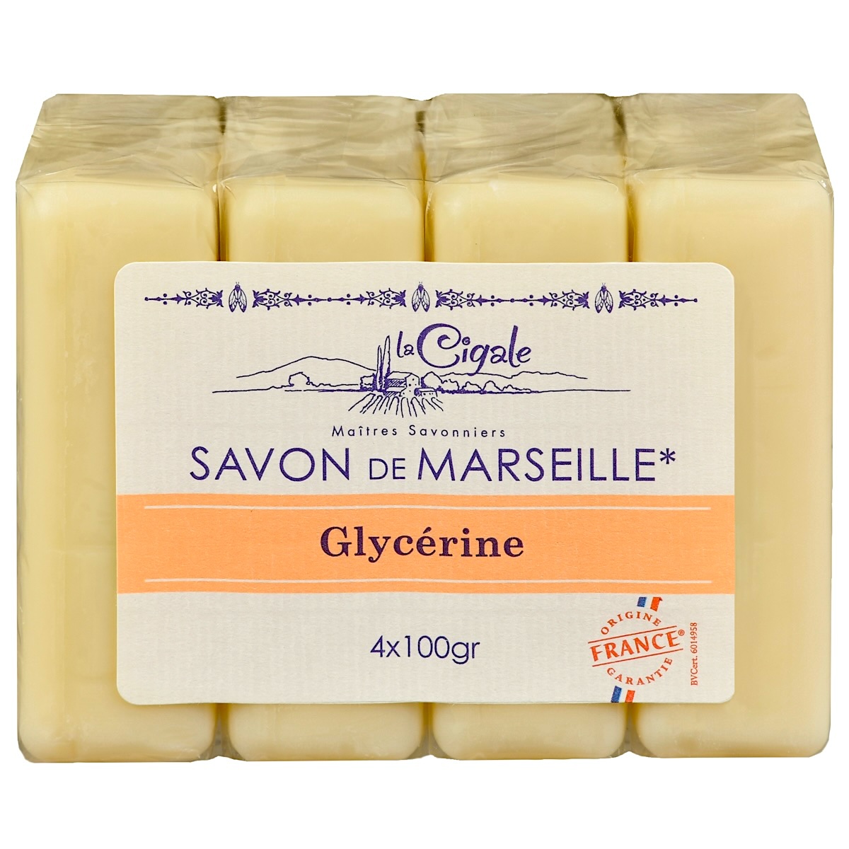 Marseļas ziepes ar glicerīnu LaCigale, 4x100gr (Francija)