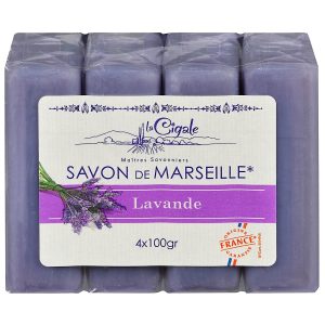 Marseļas ziepes ar lavandu LaCigale, 4x100gr (Francija)