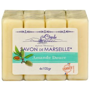 Marseļas ziepes ar mandeļu aromātu LaCigale, 4x100gr (Francija)