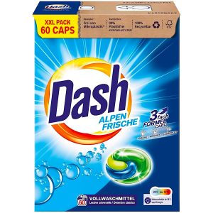 Kapsulas veļas mazgāšanai Dash AlpenFrische UNIVERSĀLAS XXL iepakojums  60x (Vācija)