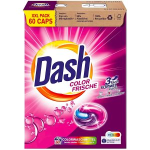 Kapsulas KRĀSAINAM un TUMŠAM tekstilam Dash Color Frische XXL iepakojums 60x (Vācija)
